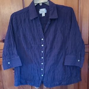 CJ Banks Deep Purple Textured Blouse